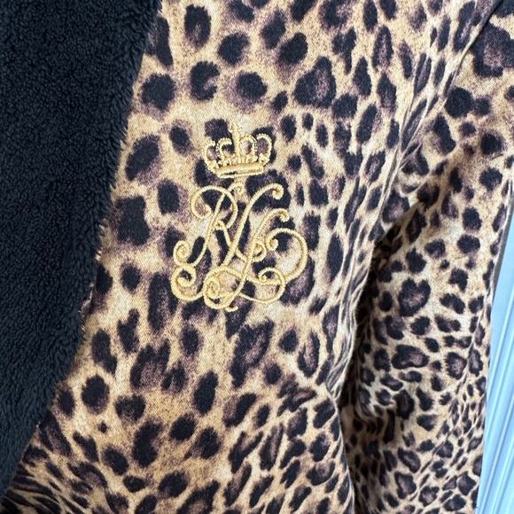 Ralph Lauren Leopard Print Robe with Black Trim size medium - Picture 5 of 7